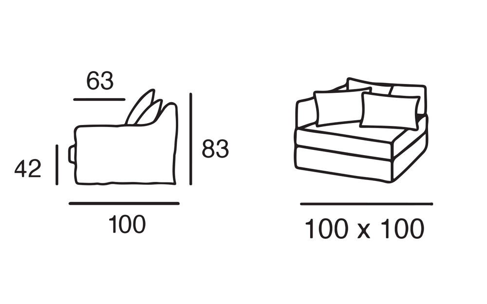Corner Element 100x100 cm | Corner Sofas