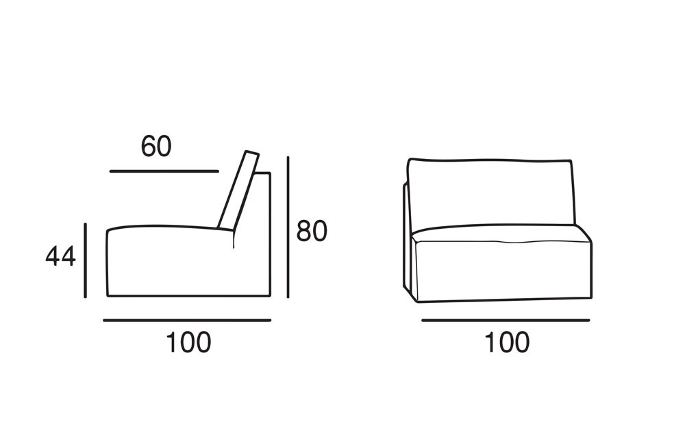Armless Chair 1 Seat 100 cm | 1 Seater