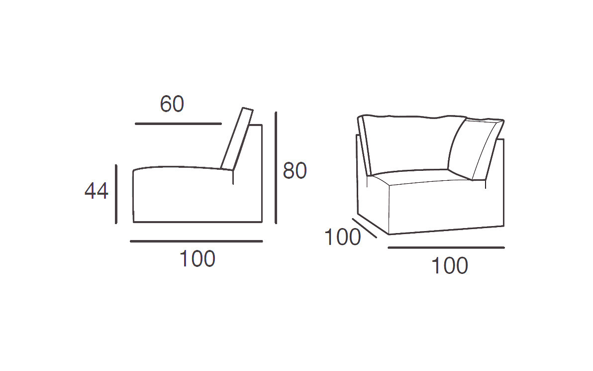 Corner Element 100X100 cm | Corner Sofas