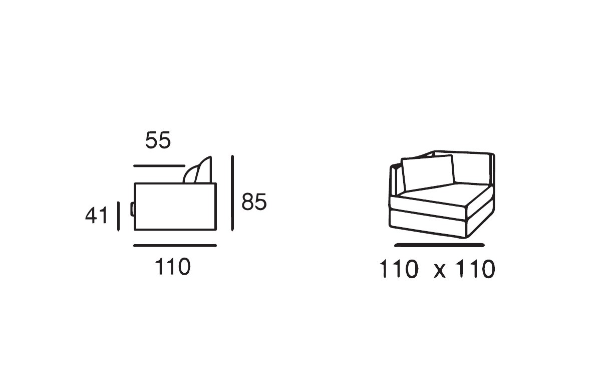 Corner Element 110 X 110 cm | Corner Sofas