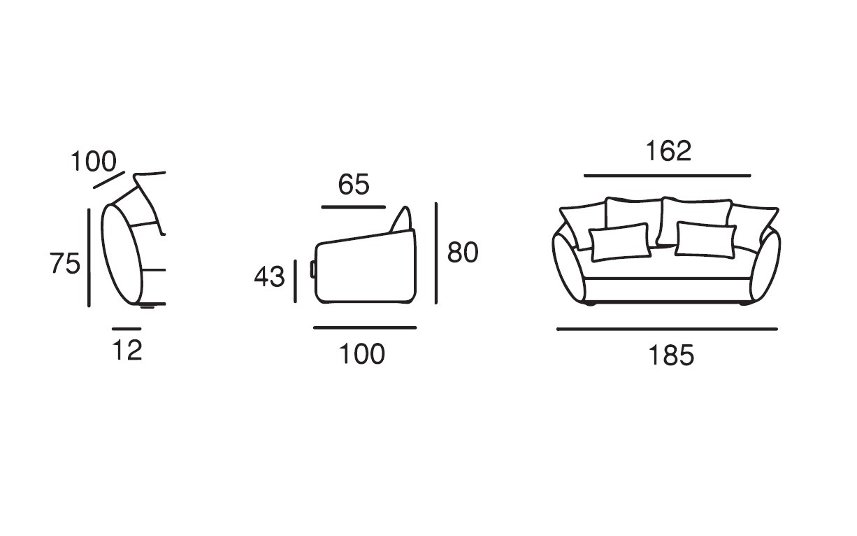 3 Seats Sofa 185 cm | 3 Seater