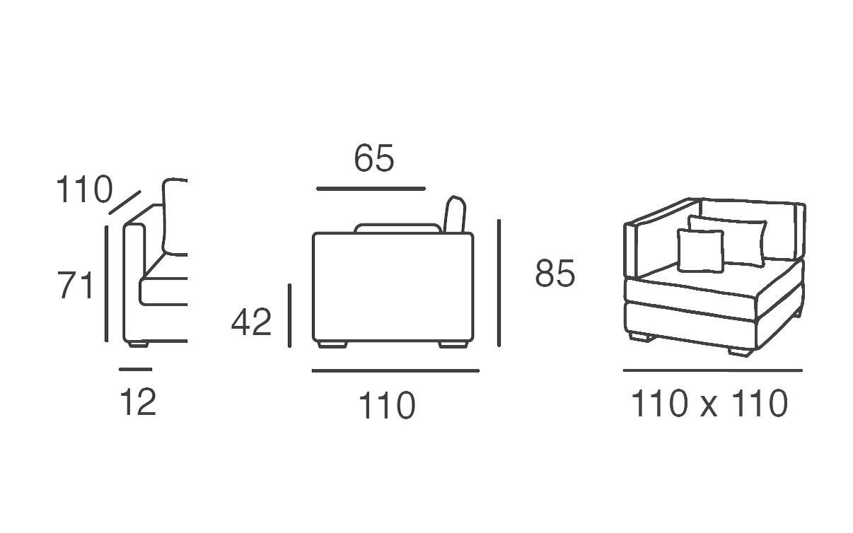 Corner Element 110 x 110 cm | Corner Sofas