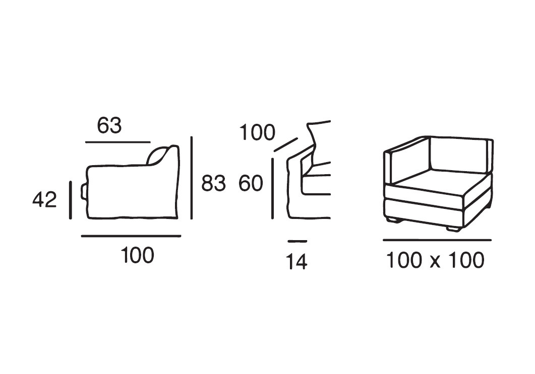 Corner Element 100x100 cm | Corner Sofas