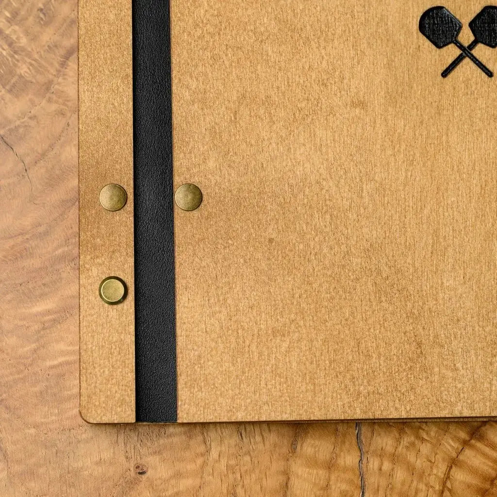 Wooden Menu Cover fastened on Leather Strap (M01A2) - Oak | Wooden Menu Covers