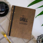 Wooden Menu Cover fastened on Leather Strap (M01A2) - Rosewood | Wooden Menu Covers