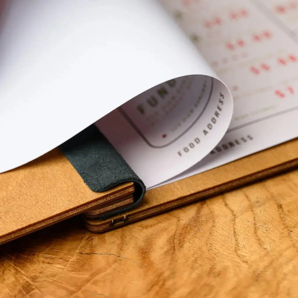 Wooden Menu Cover fastened on Leather Strap (M01A2) - Oak | Wooden Menu Covers