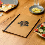 Wooden Menu Cover fastened on Leather Strap (M01A2) - Oak | Wooden Menu Covers