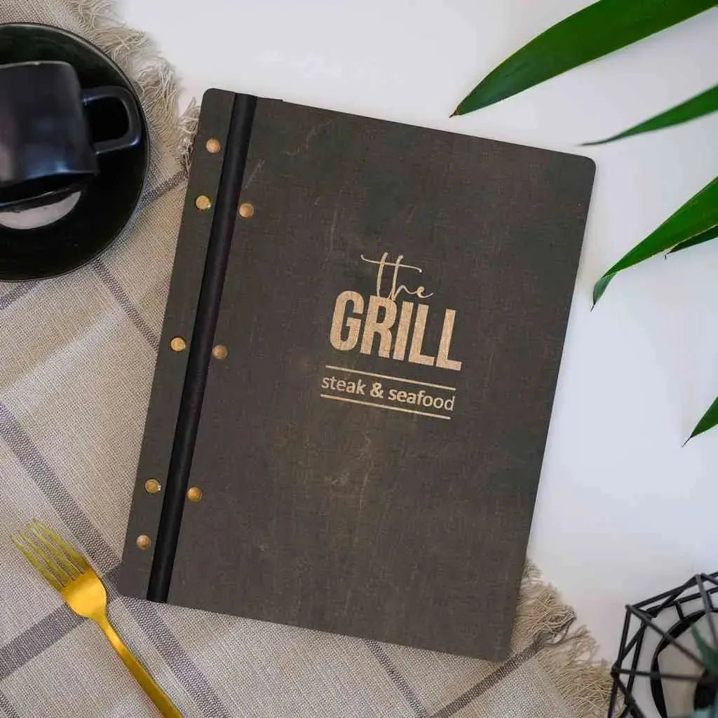 Wooden Menu Cover fastened on Leather Strap (M01A2) - Wenge | Wooden Menu Covers