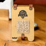 Wooden Tabletop with QR Code Menu Sign (QP04) | Plywood Stand