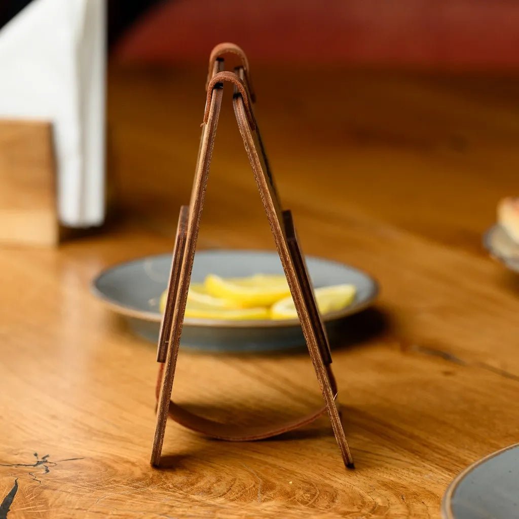Wooden Tabletop with QR Code Menu Sign (QP04) | Plywood Stand