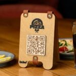 Wooden Tabletop with QR Code Menu Sign (QP04) | Plywood Stand