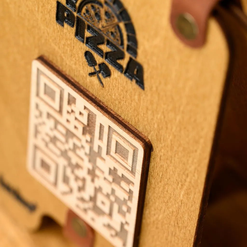 Wooden Tabletop with QR Code Menu Sign (QP04) | Plywood Stand