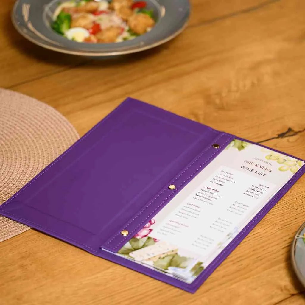 Faux Leather Wine List Menu Cover with hidden screws (FM02A6) | Faux Leather