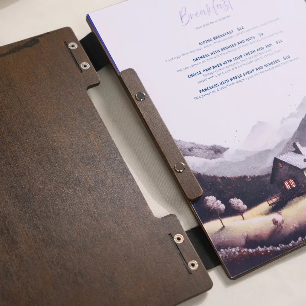 Hardcover Wooden Menu Cover (PM02A2) | Wooden Menu Covers