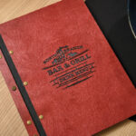 Wooden Menu Cover fastened on Leather Strap (M01A2) - Oak | Wooden Menu Covers