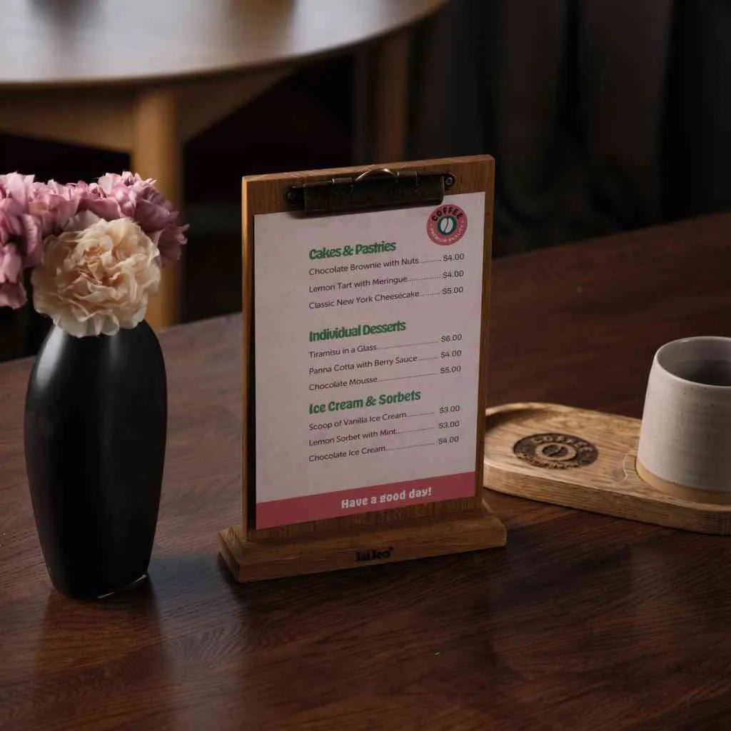 Table Stand Menu Holder for A5 Sheets with Brass binder (TT401A5) | Table Stands
