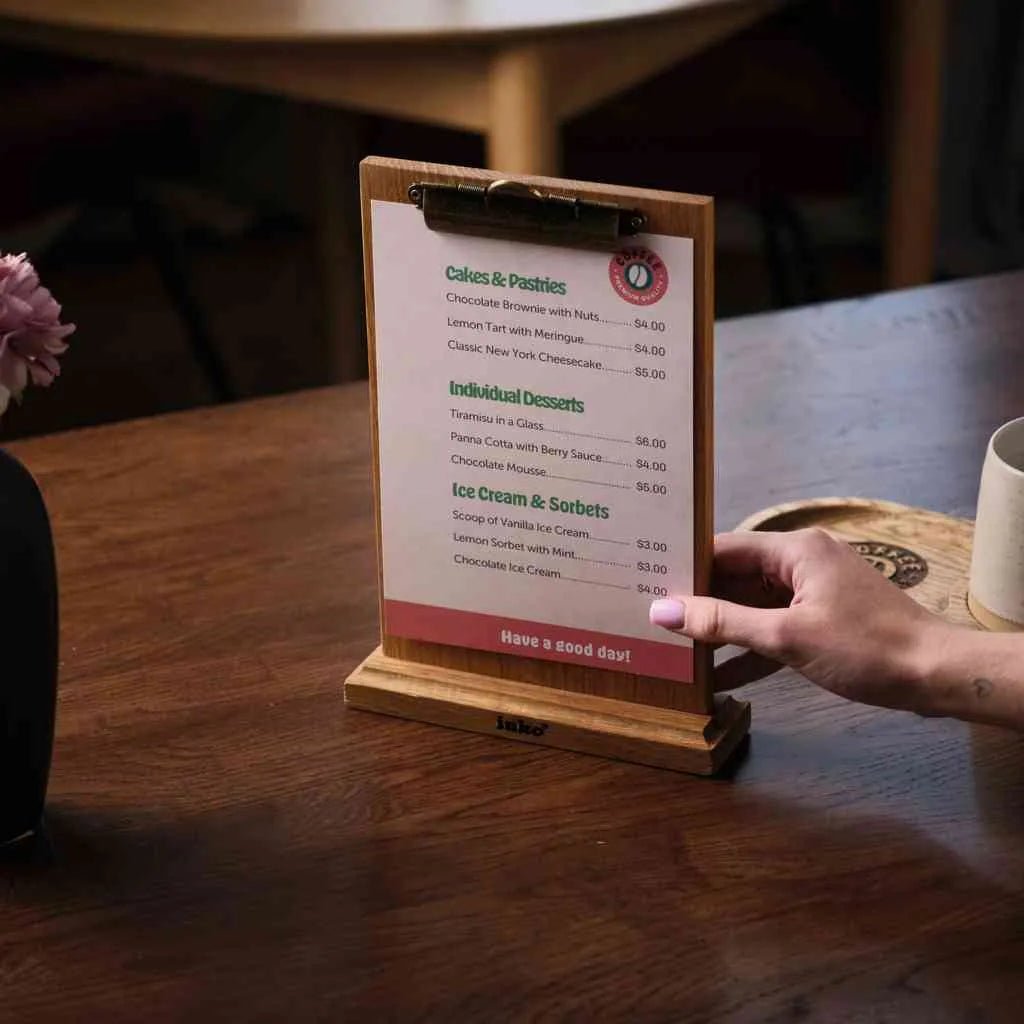 Table Stand Menu Holder for A5 Sheets with Brass binder (TT401A5) | Table Stands