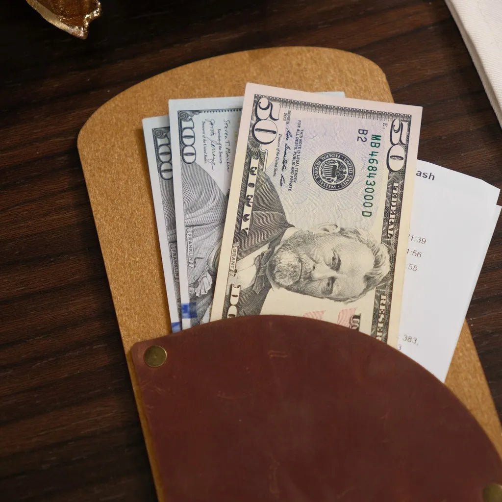 Wooden Bill Holder with Radiant Leather Pocket (R208) | Check Presenters