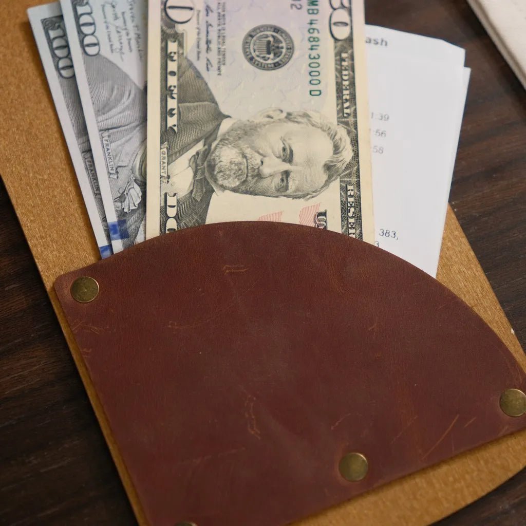 Wooden Bill Holder with Radiant Leather Pocket (R208) | Check Presenters