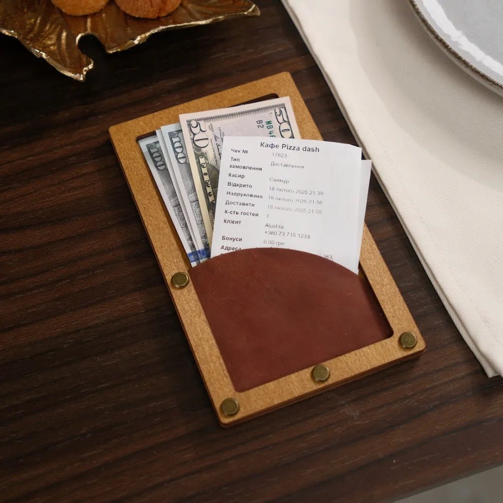 Wooden Bill Holder with Radiant Pocket (R209) | Check Presenters