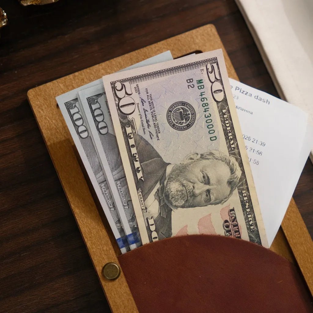 Wooden Bill Holder with Radiant Pocket (R209) | Check Presenters