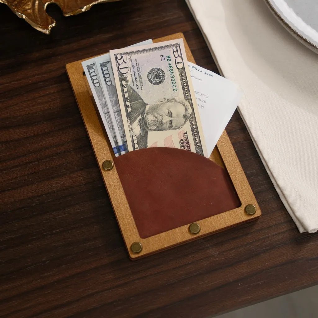 Wooden Bill Holder with Radiant Pocket (R209) | Check Presenters