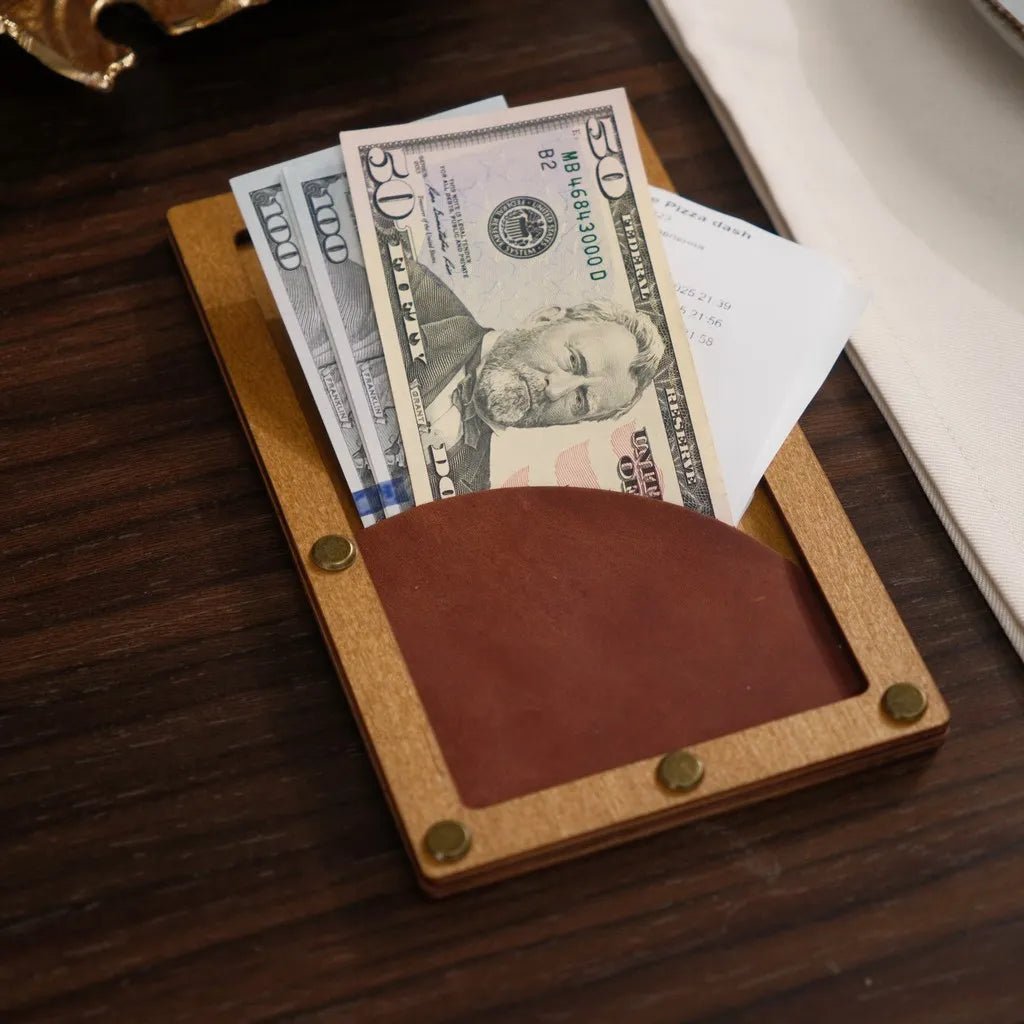 Wooden Bill Holder with Radiant Pocket (R209) | Check Presenters