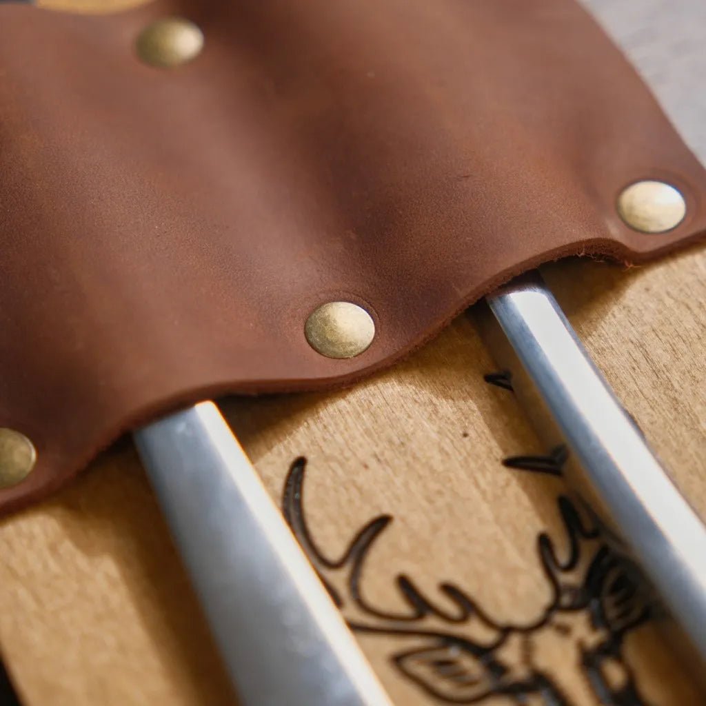 Wooden Cutlery Holder with Leather Holder (CHW08) | Cutlery Holders