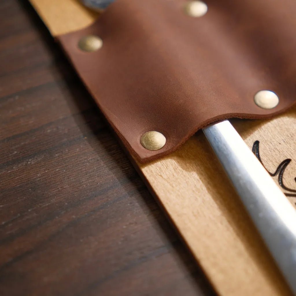 Wooden Cutlery Holder with Leather Holder (CHW08) | Cutlery Holders