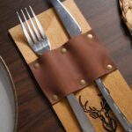 Wooden Cutlery Holder with Leather Holder (CHW08) | Cutlery Holders