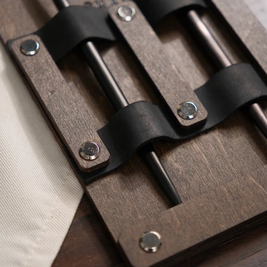 Wooden Cutlery Holder with Leather Holdings (CHW07) | Cutlery Holders