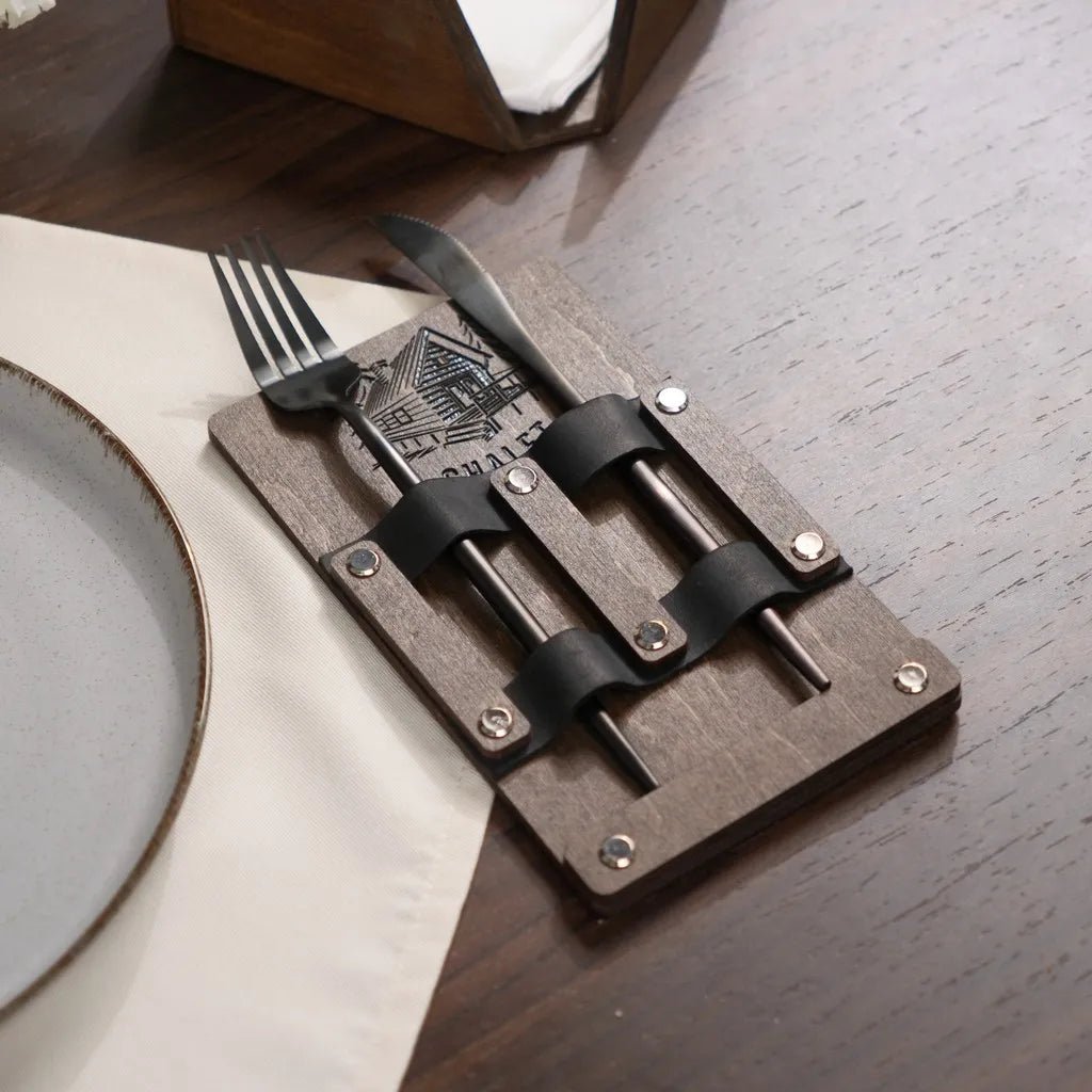 Wooden Cutlery Holder with Leather Holdings (CHW07) | Cutlery Holders