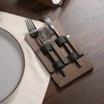 Wooden Cutlery Holder with Leather Holdings (CHW07) | Cutlery Holders