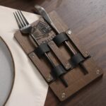 Wooden Cutlery Holder with Leather Holdings (CHW07) | Cutlery Holders