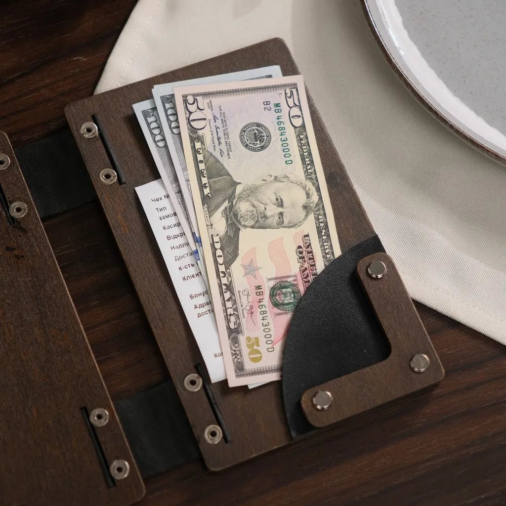 Black Walnut Wood Check Presenter – Hardcover Bill Holder R211 | Check Presenters