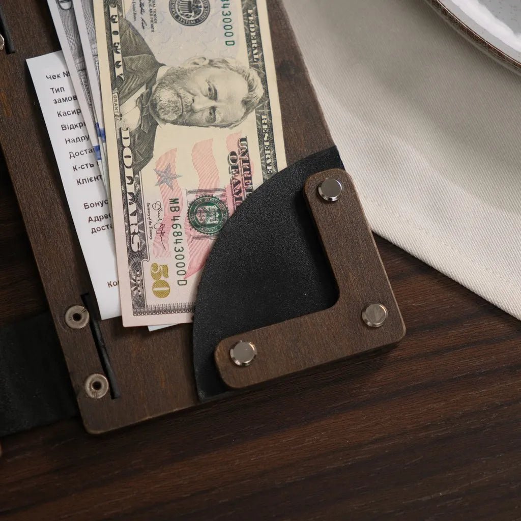 Black Walnut Wood Check Presenter – Hardcover Bill Holder R211 | Check Presenters