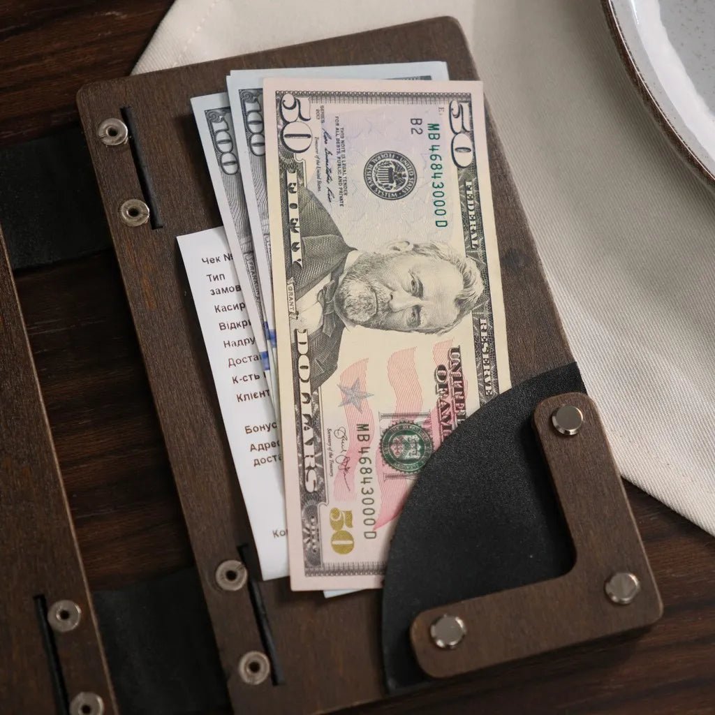 Black Walnut Wood Check Presenter – Hardcover Bill Holder R211 | Check Presenters