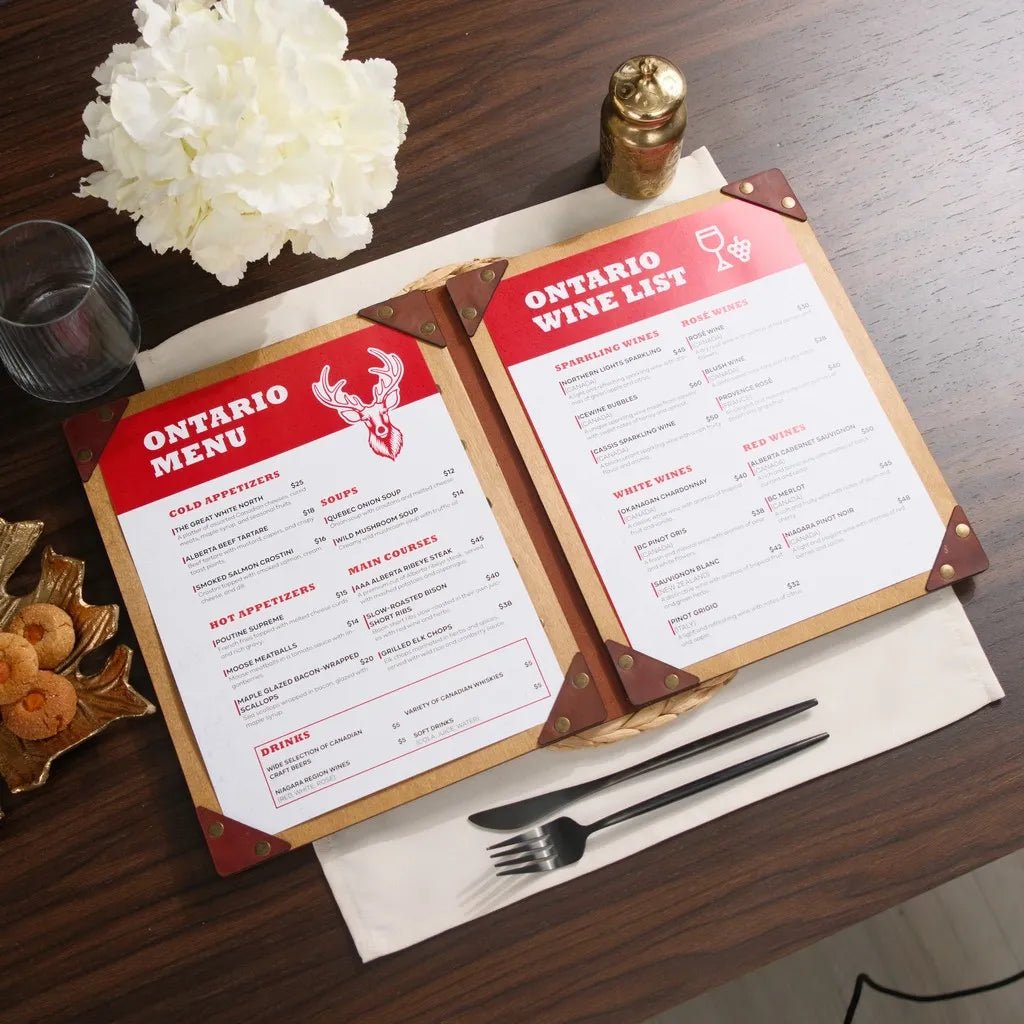 Wooden Menu Cover with Leather Spine (M06A5) | Menu Holder