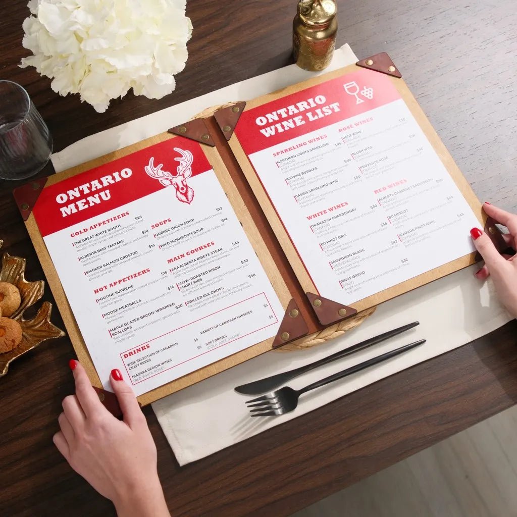 Wooden Menu Cover with Leather Spine (M06A5) | Menu Holder