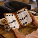 Wooden Menu Cover with Leather Spine (M06A5) | Menu Holder