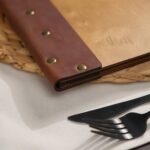 Wooden Menu Cover with Leather Spine (M06A5) | Menu Holder