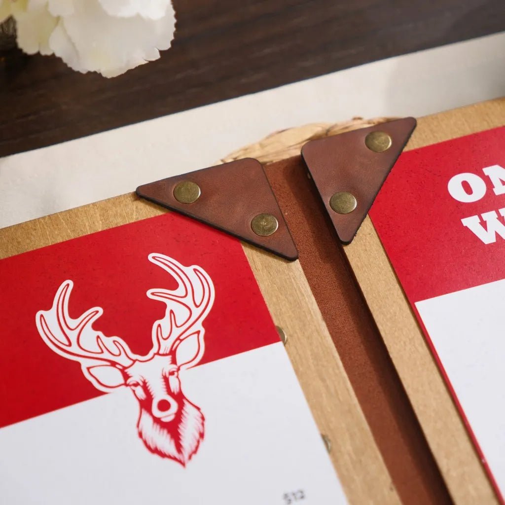 Wooden Menu Cover with Leather Spine (M06A5) | Menu Holder